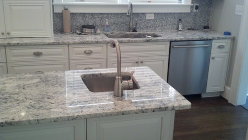 White Granite Counters Dark Wood Floor Mosaic Backsplash White Ice Granite Stone Slabs Polished Brazil Slab Image